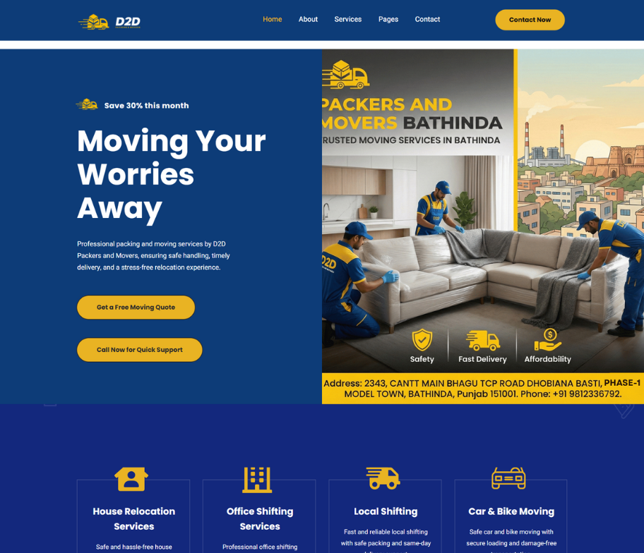 D2D packers and movers in india