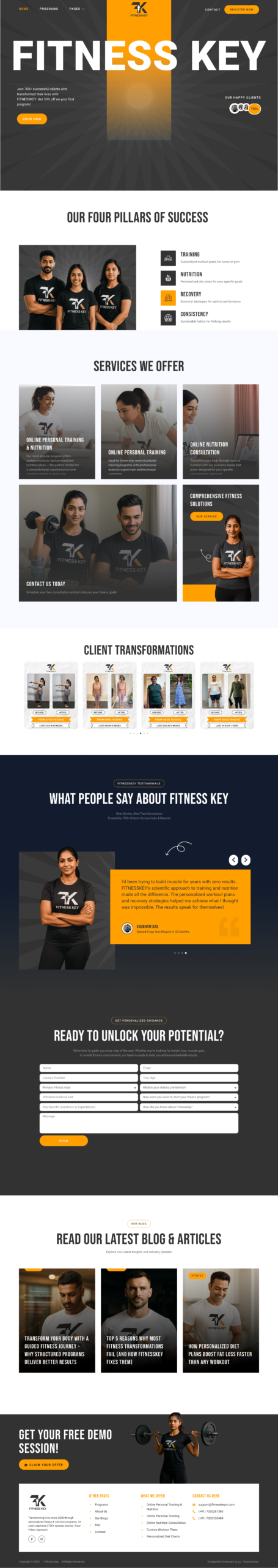 Fitness Key full website preview