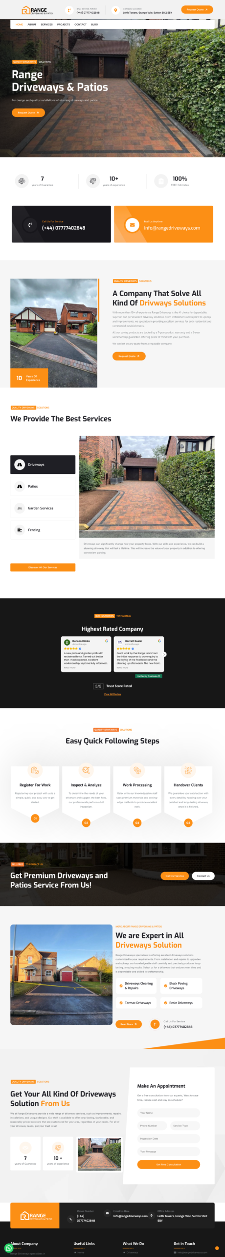 Range Driveways full website preview