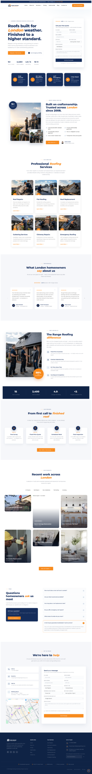 Range Roofing and Guttering full website preview