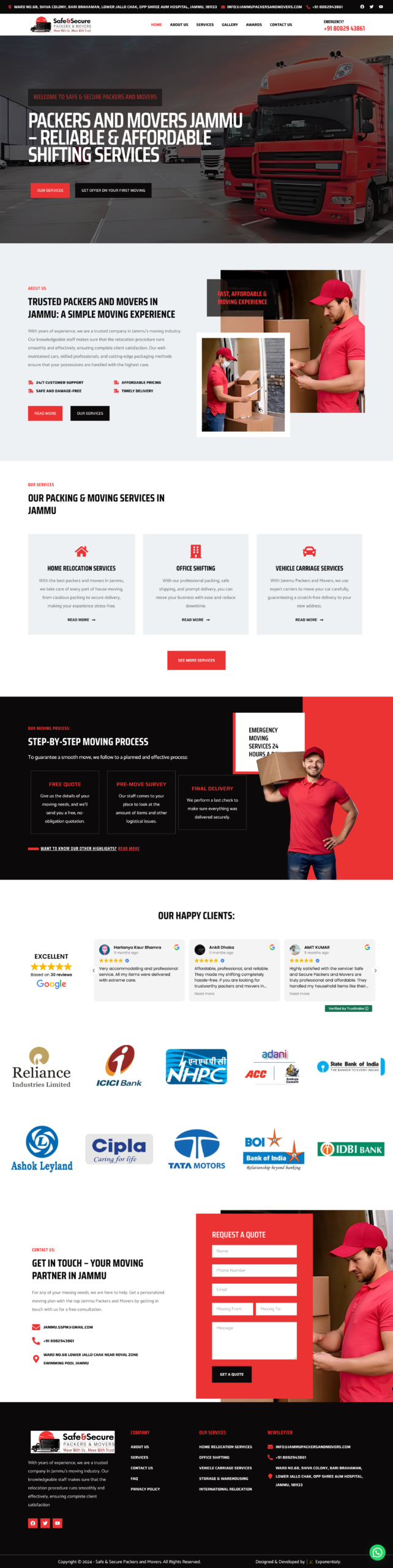 Safe and Secure Packers and Movers full website preview